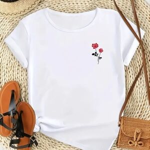 New! Red Rose Decor T-Shirt Medium T Shirt ONly!